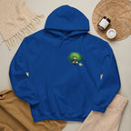 Green Hair Chibi Girl | Cute Anime Character | Kawaii Cat Companion Graphic | Unisex | Green Curly-Head Character Hooded