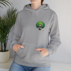 Green Hair Chibi Girl | Cute Anime Character | Kawaii Cat Companion Graphic | Unisex | Green Curly-Head Character Hooded
