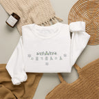 Korean Merry Christmas Sweatshirt | Hangul Initials Front & Back Print | Holly & Snowflake Crewneck | Minimal K-Culture Holiday Gift