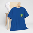 Cute Chibi Character T-Shirt | Big Green Hair Girl with Cat | Kawaii Anime Art Tee | Unisex | Green Curly Hair Girl Tee | Cute Cartoon Girl