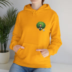 Green Hair Chibi Girl | Cute Anime Character | Kawaii Cat Companion Graphic | Unisex | Green Curly-Head Character Hooded