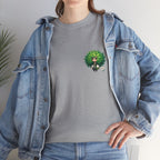 Cute Chibi Character T-Shirt | Big Green Hair Girl with Cat | Kawaii Anime Art Tee | Unisex | Green Curly Hair Girl Tee | Cute Cartoon Girl