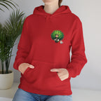 Green Hair Chibi Girl | Cute Anime Character | Kawaii Cat Companion Graphic | Unisex | Green Curly-Head Character Hooded