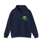 Green Hair Chibi Girl | Cute Anime Character | Kawaii Cat Companion Graphic | Unisex | Green Curly-Head Character Hooded