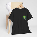 Cute Chibi Character T-Shirt | Big Green Hair Girl with Cat | Kawaii Anime Art Tee | Unisex | Green Curly Hair Girl Tee | Cute Cartoon Girl