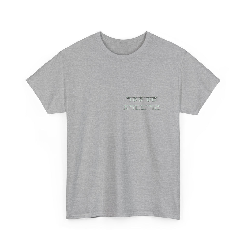 Korean Phrase Tee "When Autumn Comes I Think of You" | Fairy Light Lettering | Sage Green Graphic | Unisex Fall Shirt | Korean Phrase Script Tee | White T‑Shirt with Silver Hangul Text