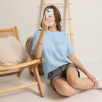 Korean Phrase Tee "When Autumn Comes I Think of You" | Fairy Light Lettering | Sage Green Graphic | Unisex Fall Shirt | Korean Phrase Script Tee | White T‑Shirt with Silver Hangul Text