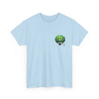 Cute Chibi Character T-Shirt | Big Green Hair Girl with Cat | Kawaii Anime Art Tee | Unisex | Green Curly Hair Girl Tee | Cute Cartoon Girl
