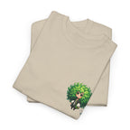 Cute Chibi Character T-Shirt | Big Green Hair Girl with Cat | Kawaii Anime Art Tee | Unisex | Green Curly Hair Girl Tee | Cute Cartoon Girl