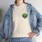Cute Chibi Character T-Shirt | Big Green Hair Girl with Cat | Kawaii Anime Art Tee | Unisex | Green Curly Hair Girl Tee | Cute Cartoon Girl