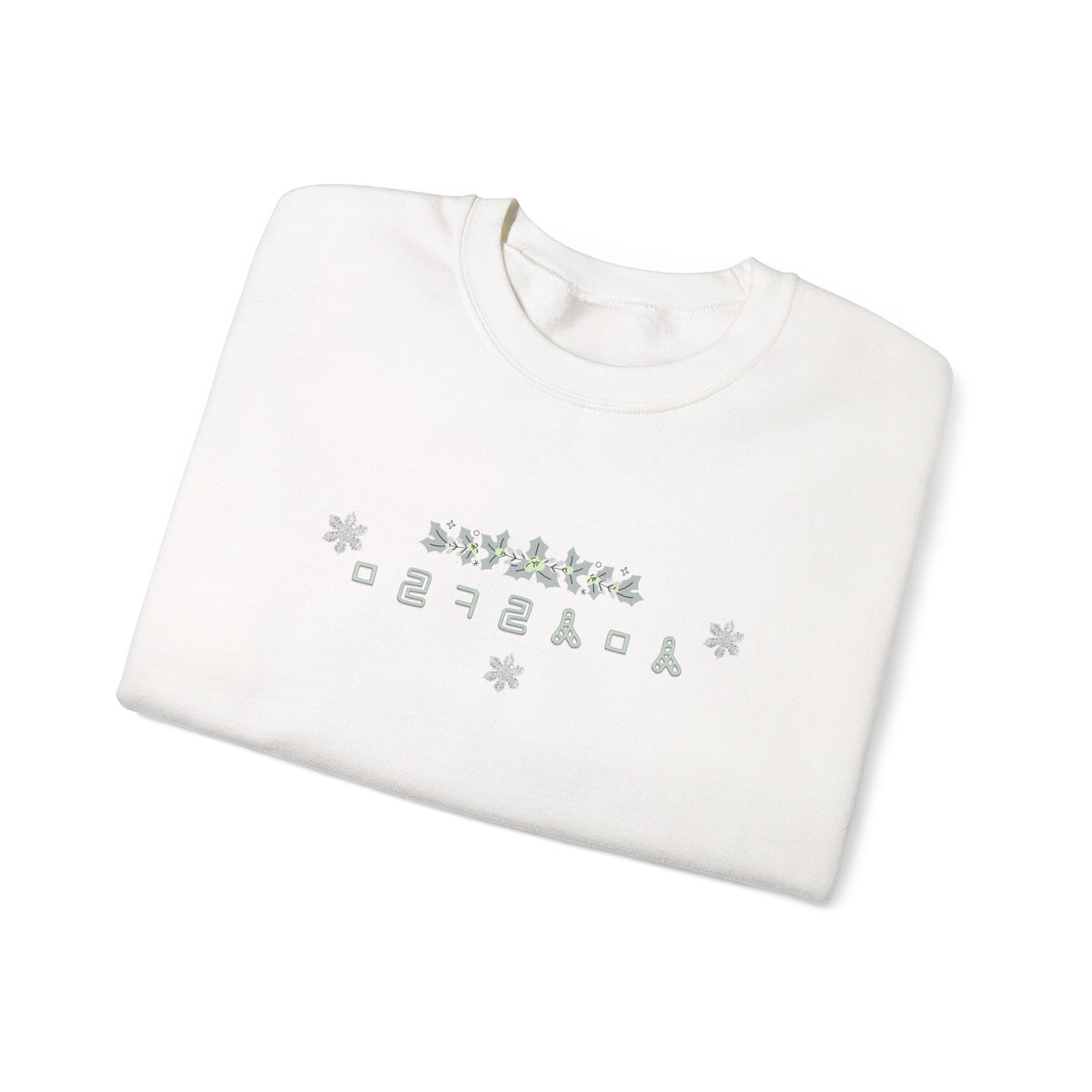Korean Merry Christmas Sweatshirt | Hangul Initials Front & Back Print | Holly & Snowflake Crewneck | Minimal K-Culture Holiday Gift