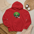 Green Hair Chibi Girl | Cute Anime Character | Kawaii Cat Companion Graphic | Unisex | Green Curly-Head Character Hooded