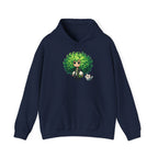 Green Hair Chibi Girl | Cute Anime Character | Kawaii Cat Companion Graphic | Unisex | Green Curly-Head Character Hooded
