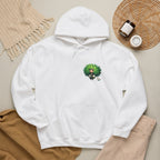 Green Hair Chibi Girl | Cute Anime Character | Kawaii Cat Companion Graphic | Unisex | Green Curly-Head Character Hooded