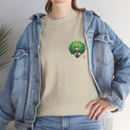 Cute Chibi Character T-Shirt | Big Green Hair Girl with Cat | Kawaii Anime Art Tee | Unisex | Green Curly Hair Girl Tee | Cute Cartoon Girl
