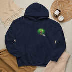 Green Hair Chibi Girl | Cute Anime Character | Kawaii Cat Companion Graphic | Unisex | Green Curly-Head Character Hooded