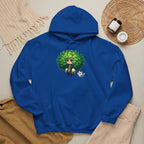 Green Hair Chibi Girl | Cute Anime Character | Kawaii Cat Companion Graphic | Unisex | Green Curly-Head Character Hooded