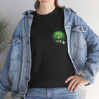Cute Chibi Character T-Shirt | Big Green Hair Girl with Cat | Kawaii Anime Art Tee | Unisex | Green Curly Hair Girl Tee | Cute Cartoon Girl